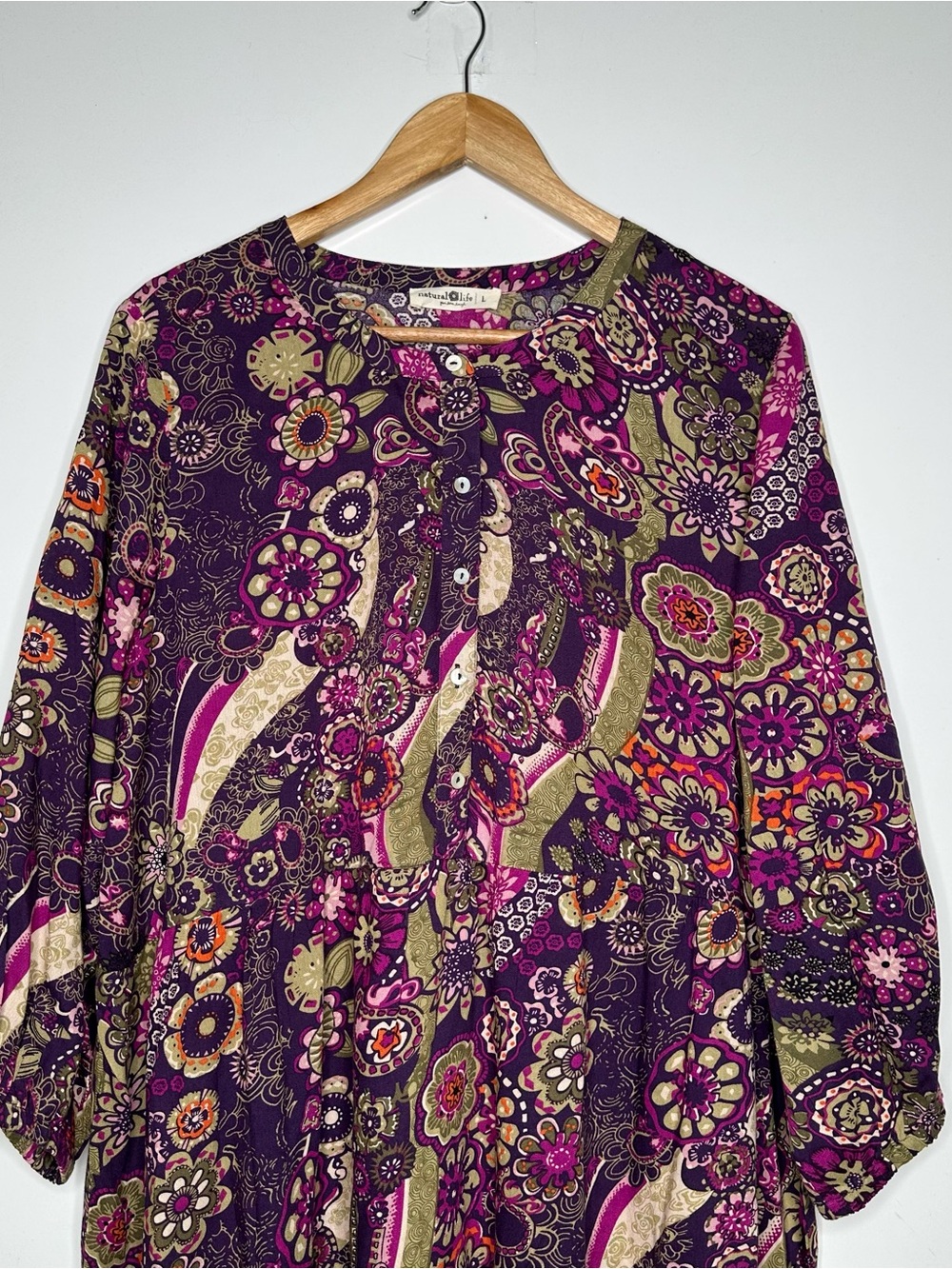 Natural Life Boho Tunic Mini Dress Floral Size L - Picture 3 of 9